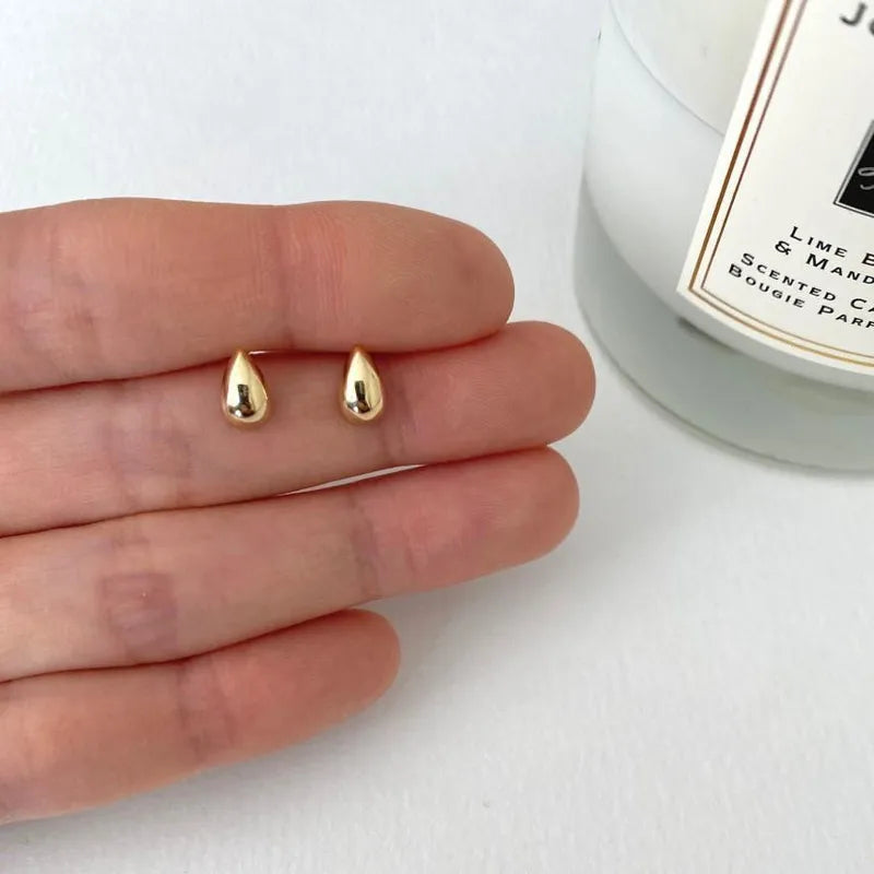 Gold Water Droplets Ear Studs - 925 Sterling Silver Earrings for Women