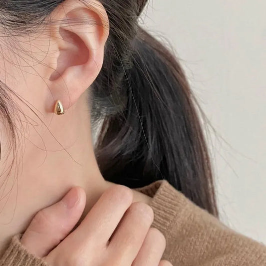 Gold Water Droplets Ear Studs - 925 Sterling Silver Earrings for Women
