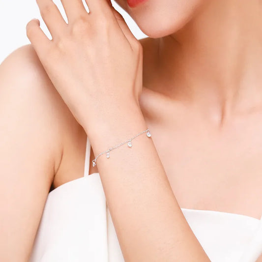 Luna Drop Charm Bracelet – 925 Sterling Silver Bracelet for Women