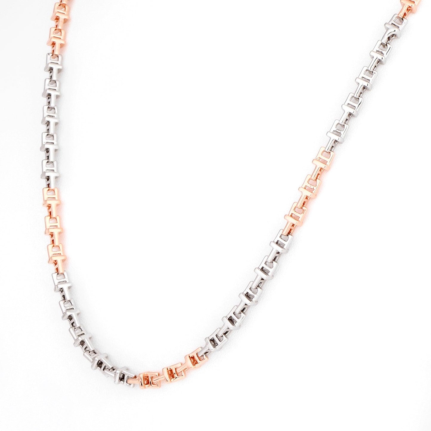 Two-Tone Box Link 925 Sterling Silver Chain