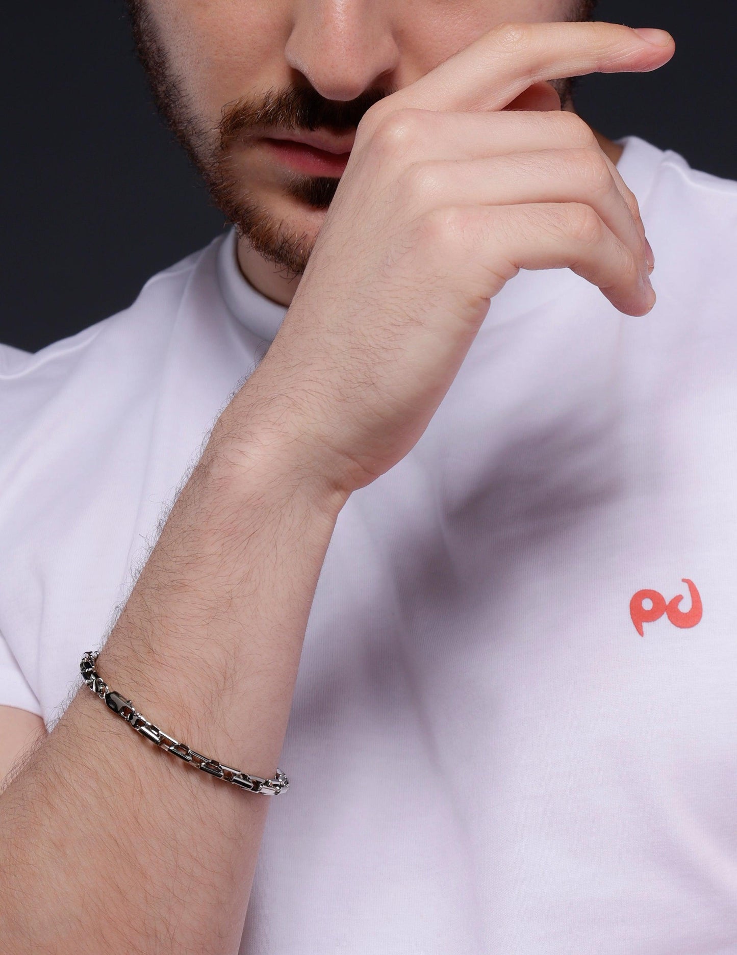 Rectangular Link 925 Sterling Silver Bracelet for Men