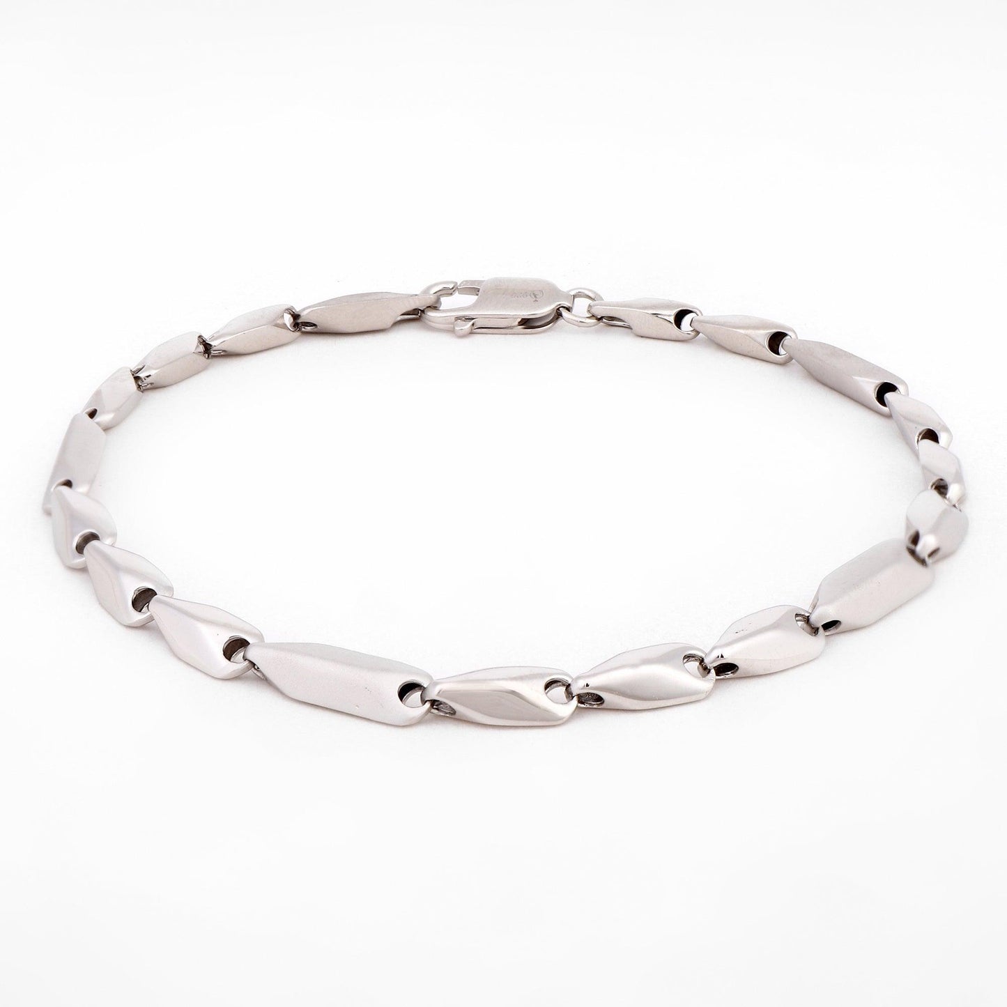 Sleek Modern Link 925 Sterling Silver Bracelet for Men