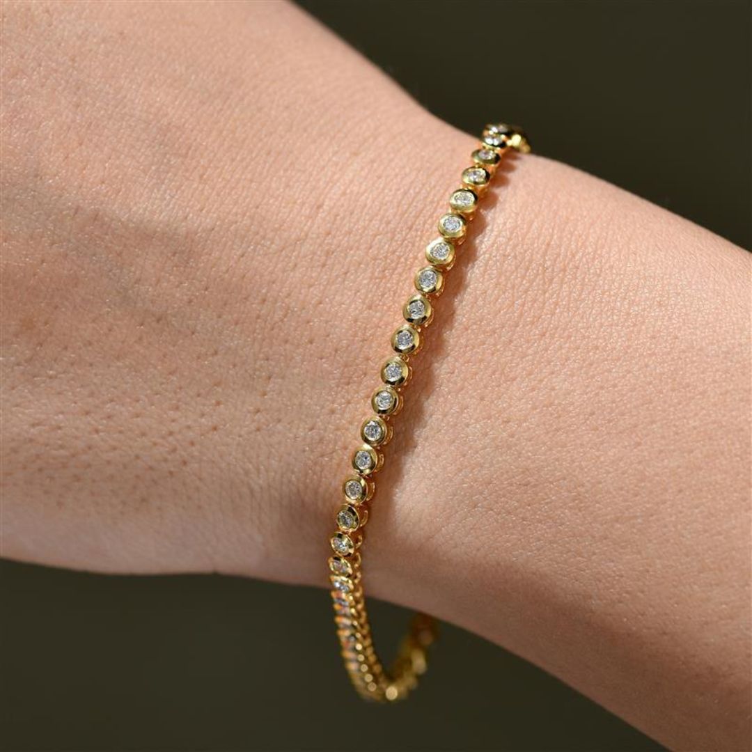 Lab Grown Diamond Tennis Bracelet - Gold Bracelet for Women