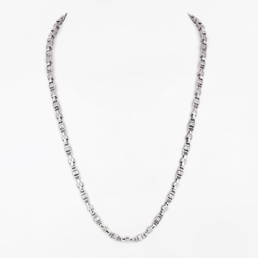 Designer Patterned 925 Sterling Silver Chain for Men