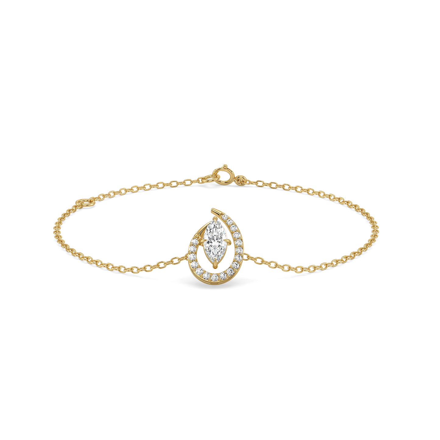 Radiant Marquise & Round Diamond Halo Bracelet in 9K/14K Gold