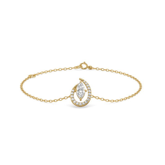 Radiant Marquise & Round Diamond Halo Bracelet in 9K/14K Gold