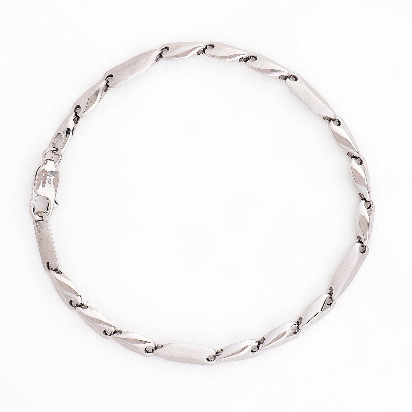 Sleek Modern Link 925 Sterling Silver Bracelet for Men