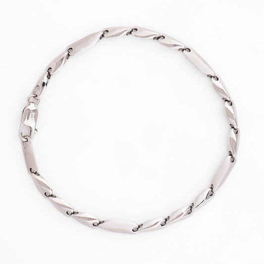 Sleek Modern Link 925 Sterling Silver Bracelet for Men