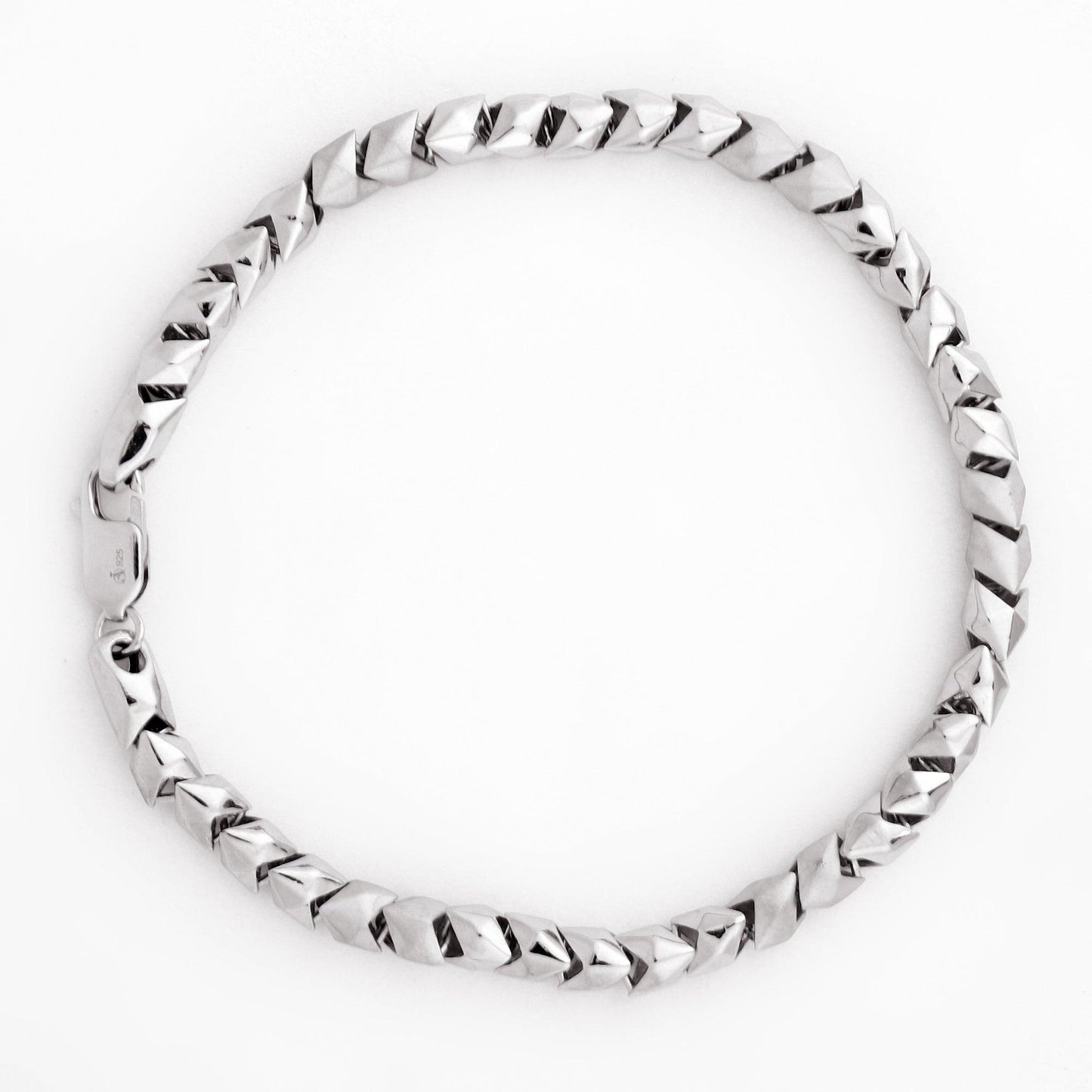 Geometric Link 925 Sterling Silver Bracelet for Men