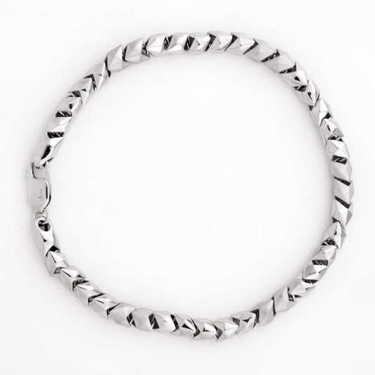 Geometric Link 925 Sterling Silver Bracelet for Men