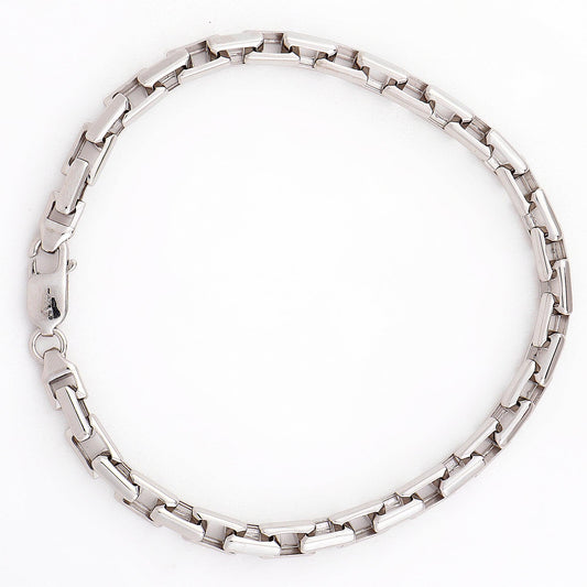 Rectangular Link 925 Sterling Silver Bracelet for Men
