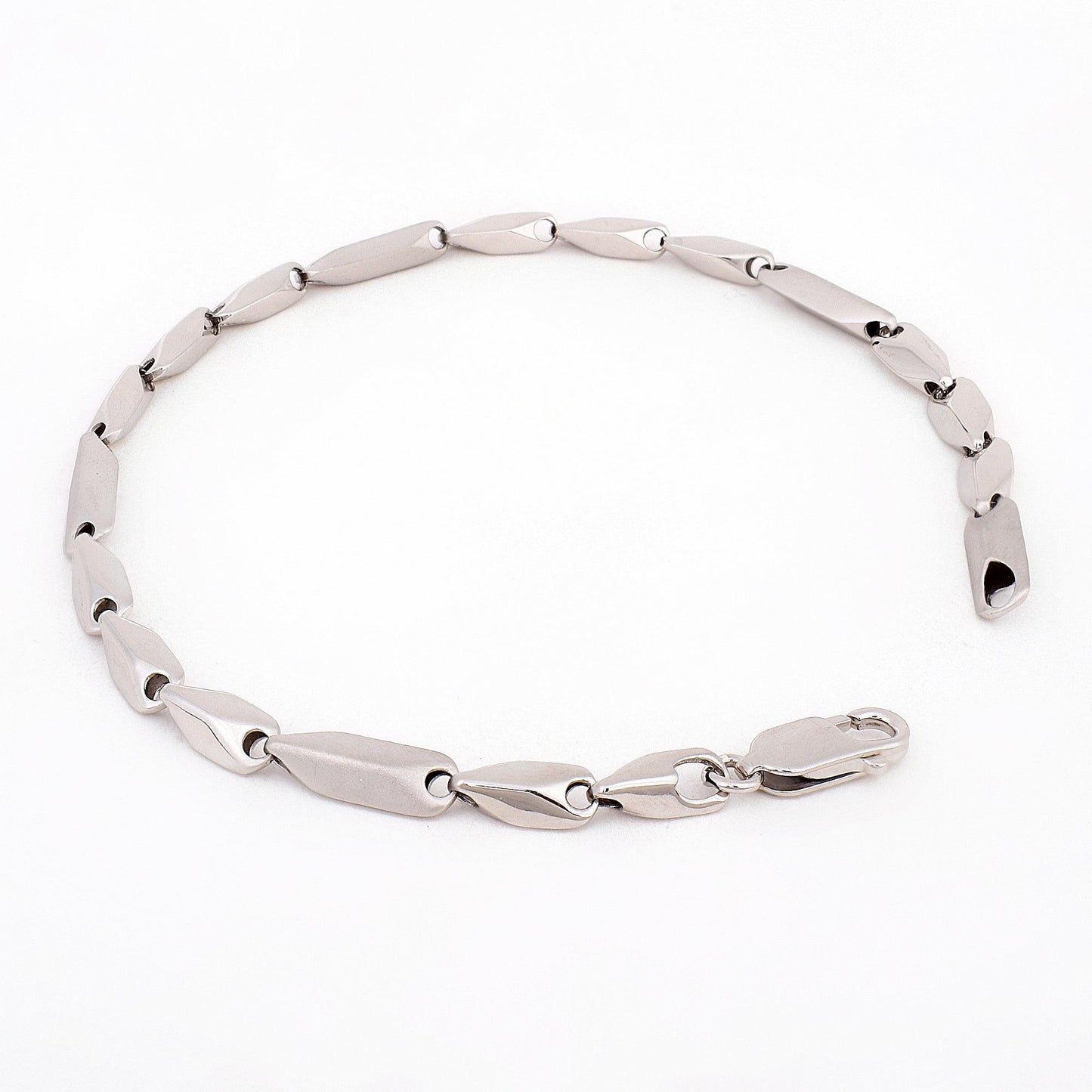 Sleek Modern Link 925 Sterling Silver Bracelet for Men