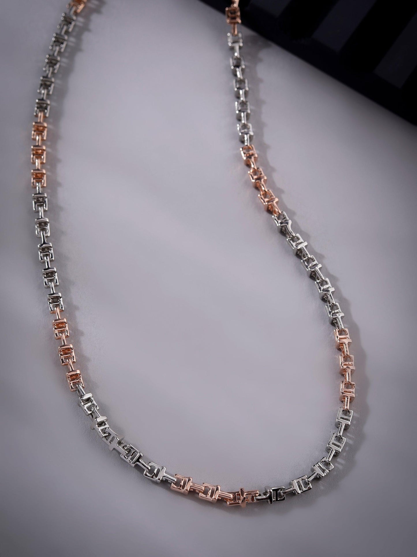 Two-Tone Box Link 925 Sterling Silver Chain