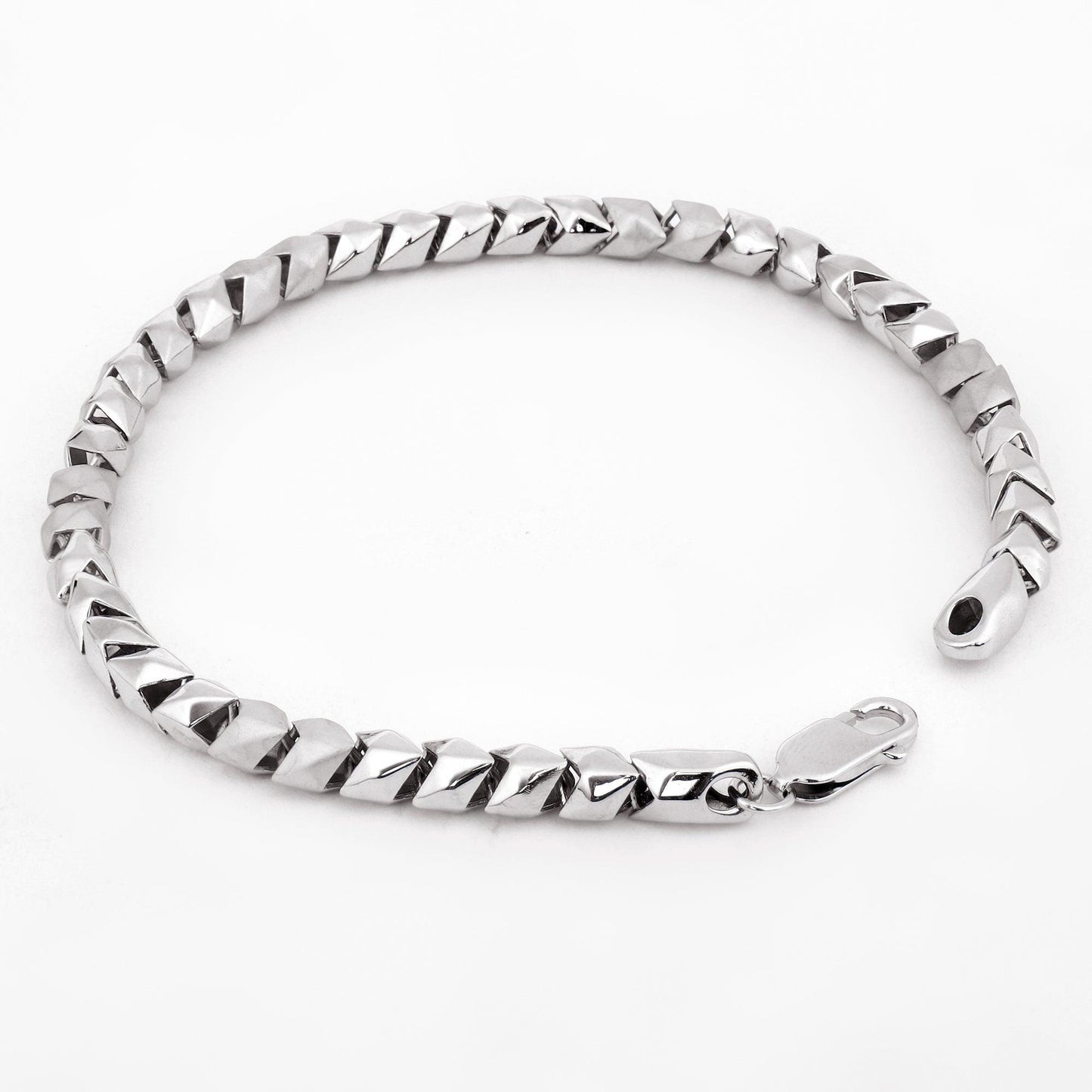 Geometric Link 925 Sterling Silver Bracelet for Men