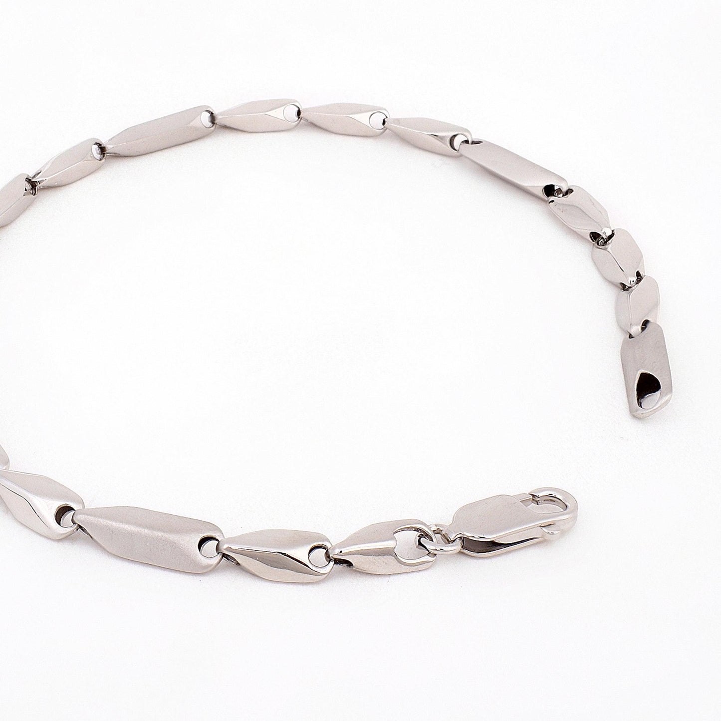 Sleek Modern Link 925 Sterling Silver Bracelet for Men