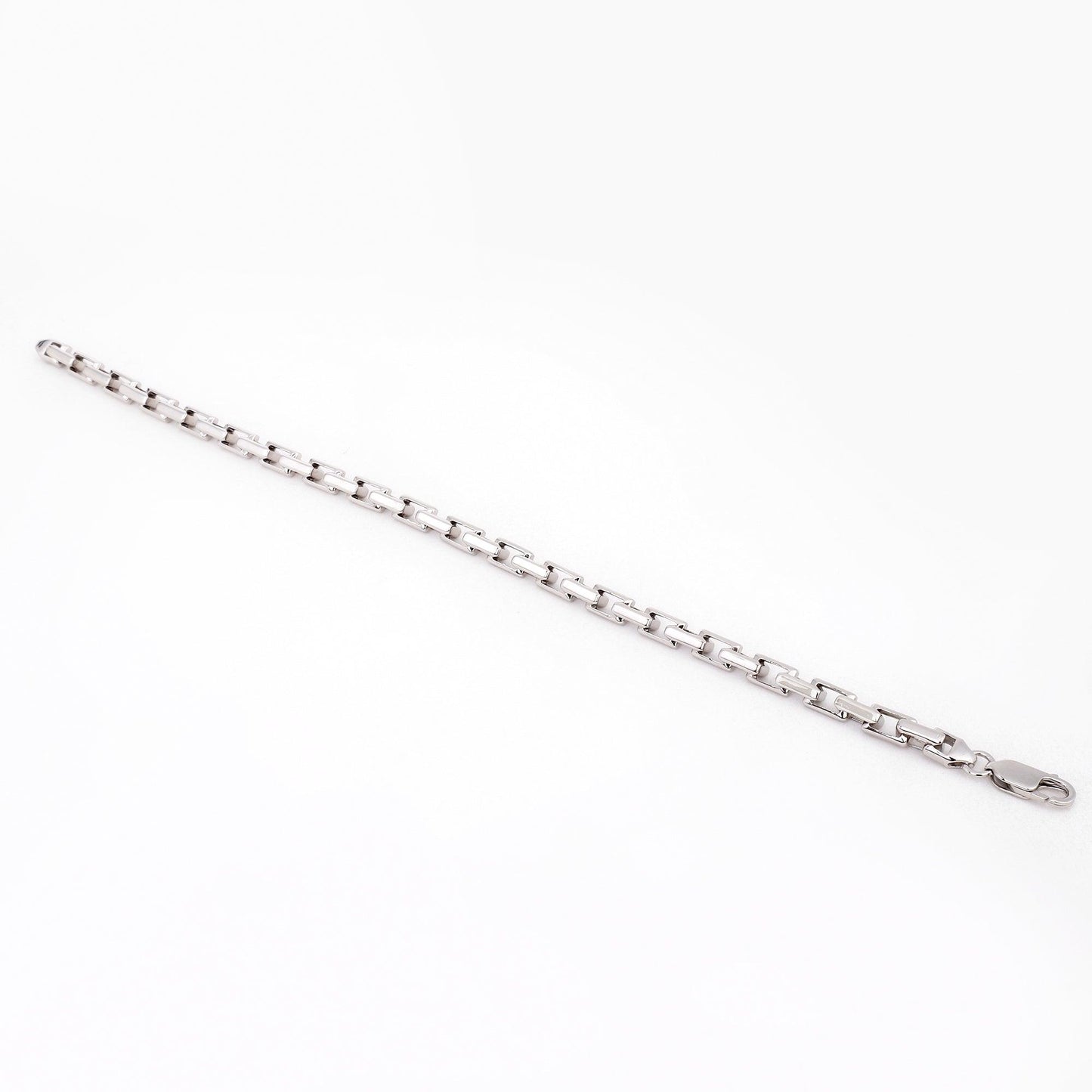 Rectangular Link 925 Sterling Silver Bracelet for Men