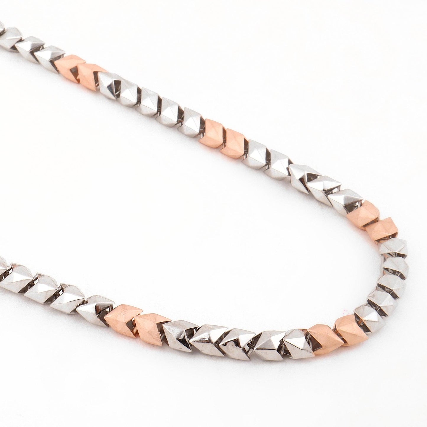 Two-Tone Pyramid Link 925 Sterling Silver Chain