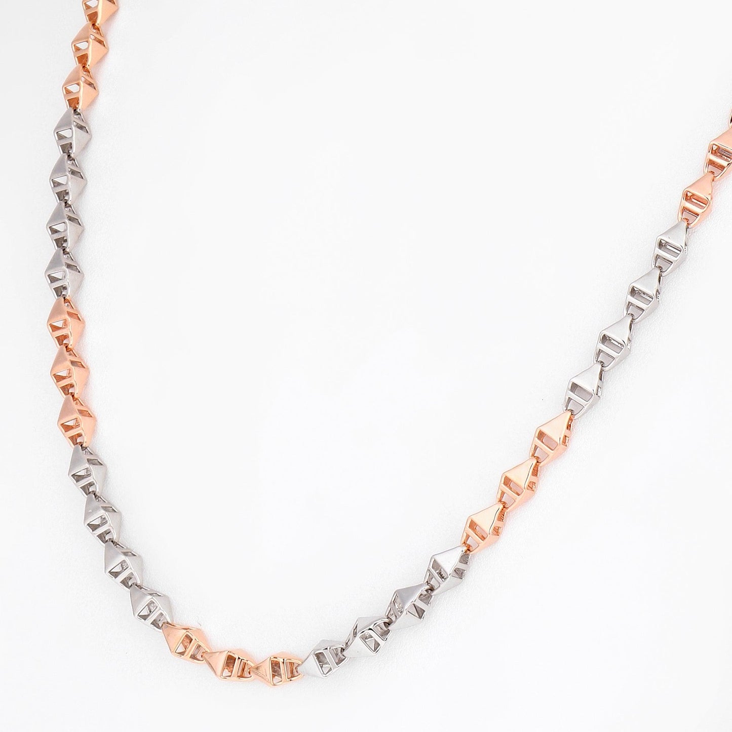 Two-Tone Hollow Pyramid Link 925 Sterling Silver Chain