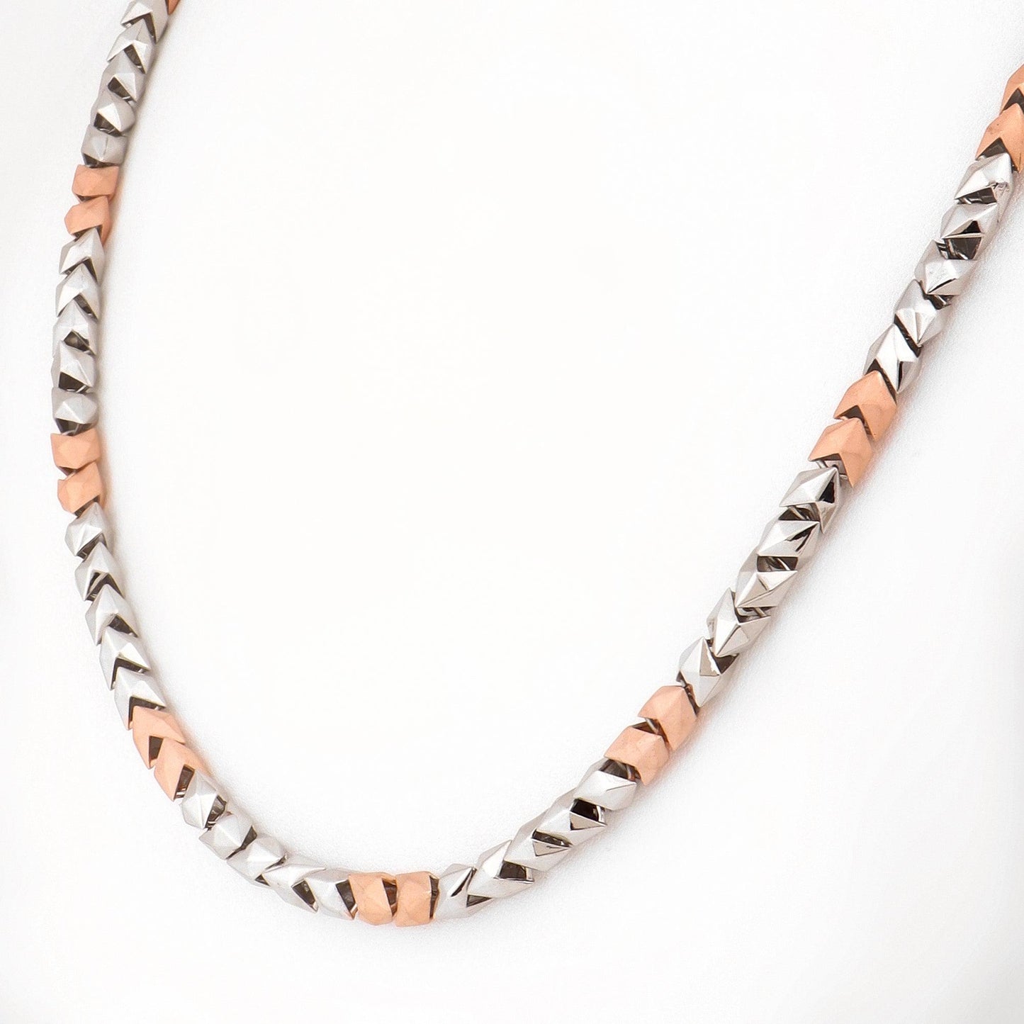 Two-Tone Pyramid Link 925 Sterling Silver Chain