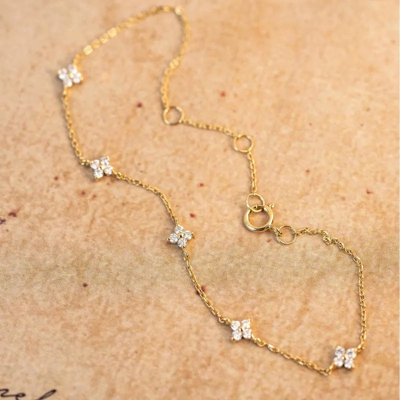 Celeste Floral Chain Bracelet gold - 925 Sterling Silver Bracelets for Women
