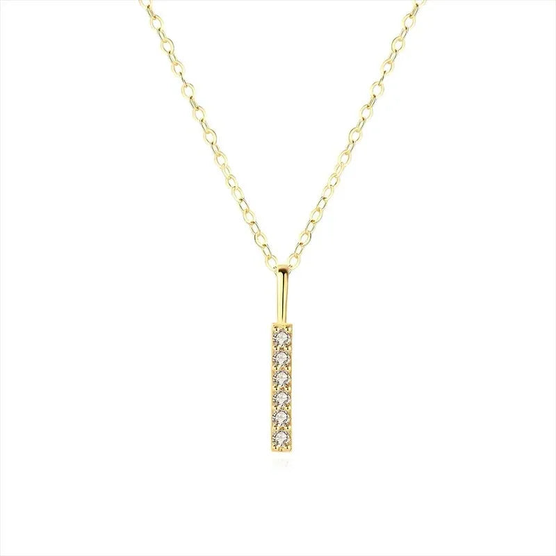 Rhinestones Gold Plating Inlay Solid Pendant Necklace - 925 Sterling Silver Necklace for Women