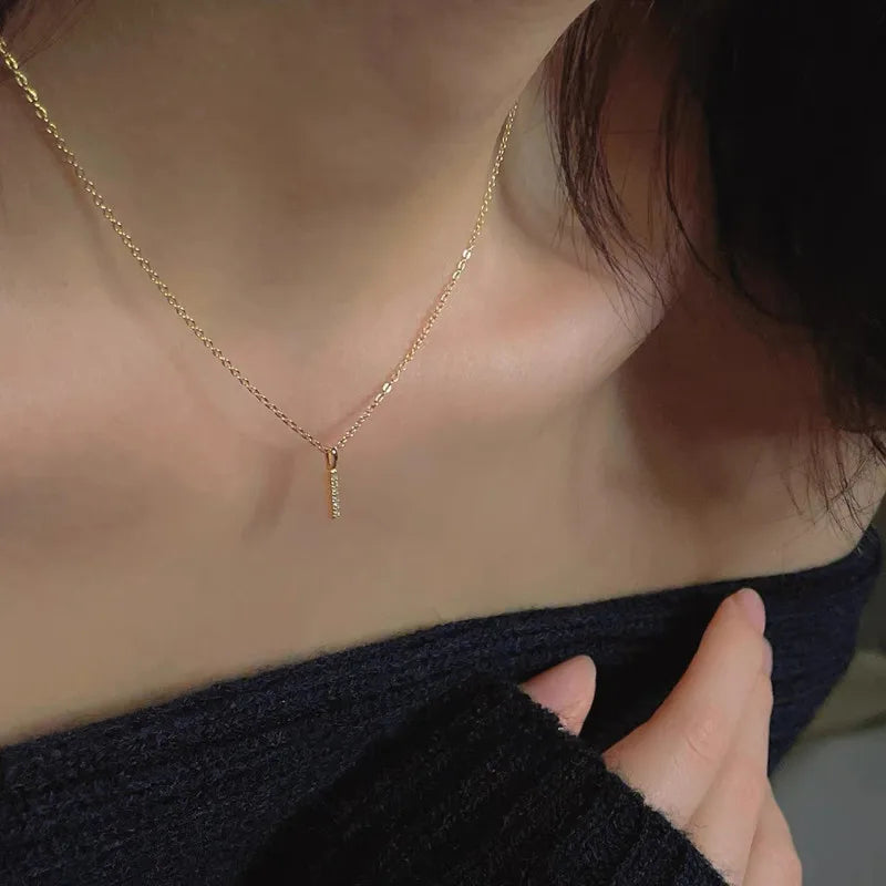 Rhinestones Gold Plating Inlay Solid Pendant Necklace - 925 Sterling Silver Necklace for Women