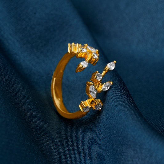 Celeste Vine 18K Gold-Plated Adjustable Ring - 925 Sterling Silver Rings For Women