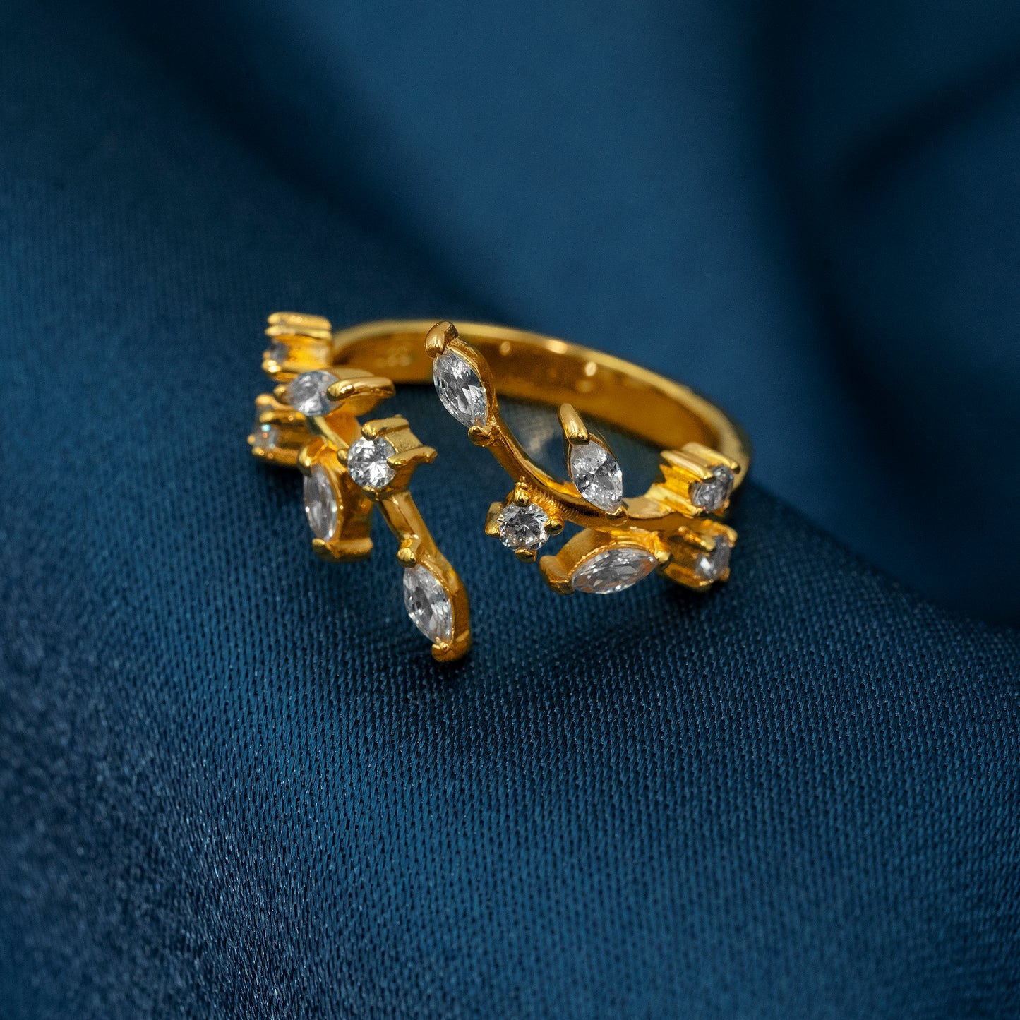 Celeste Vine 18K Gold-Plated Adjustable Ring - 925 Sterling Silver Rings For Women