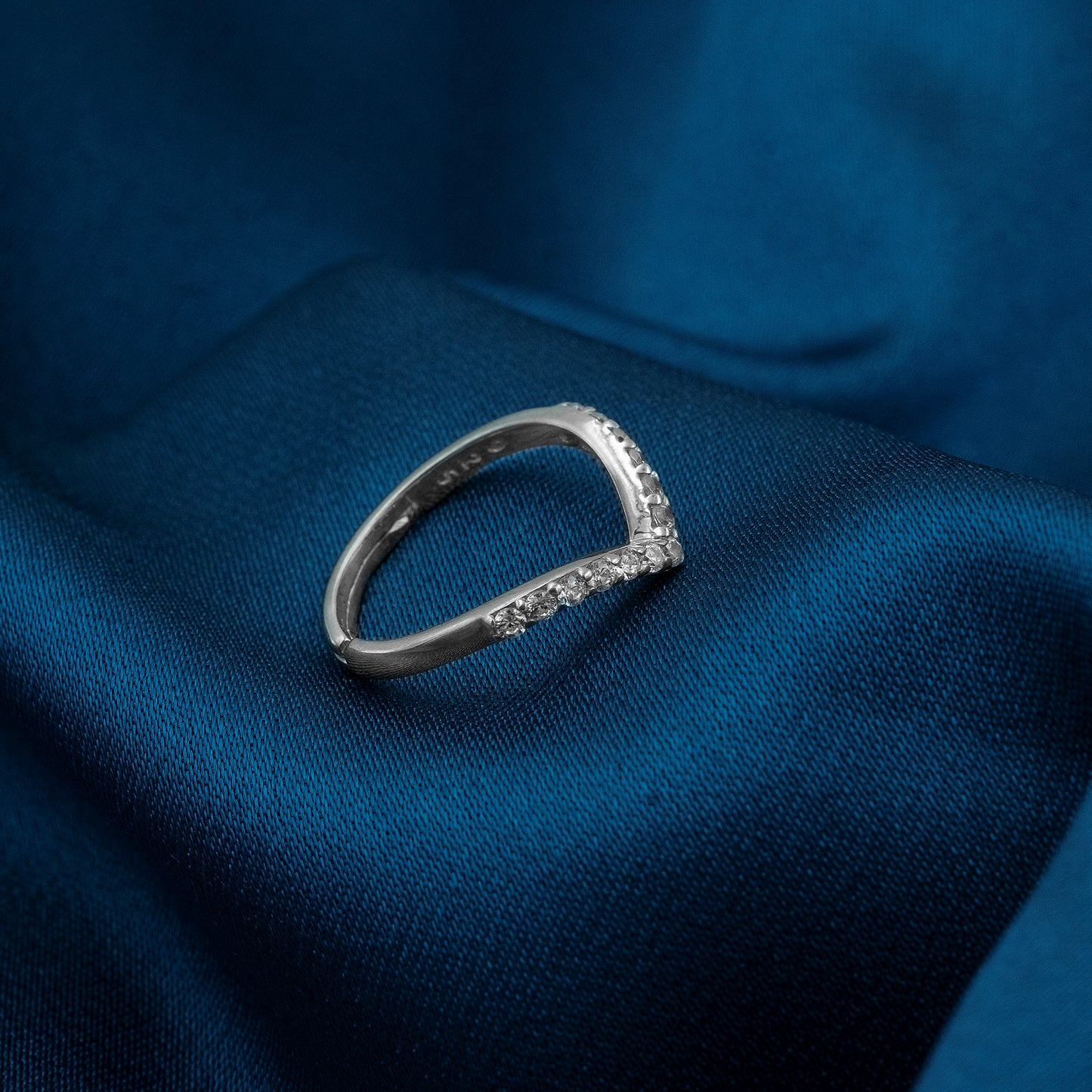 Nova V-Curve Rhodium-Plated Adjustable Ring - 925 Sterling Silver Rings For Women