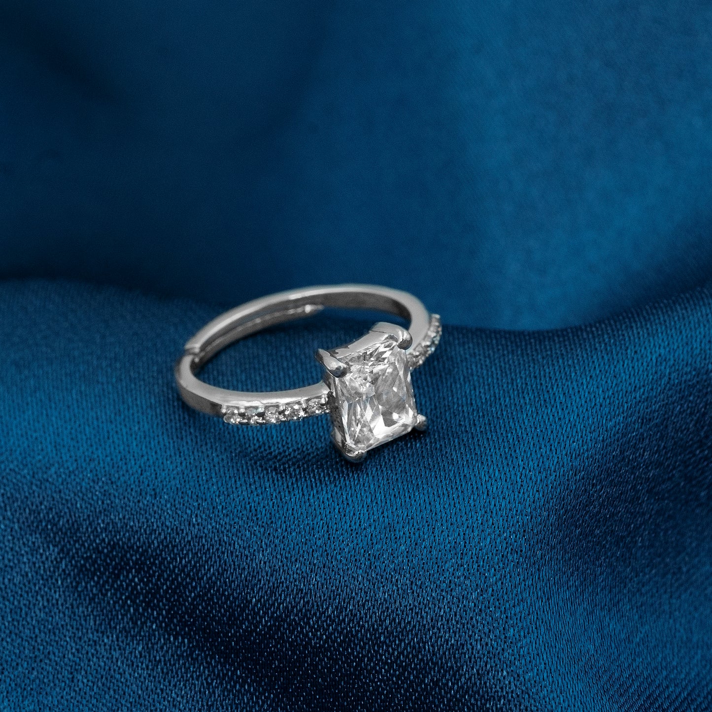 Luna Emerald-Cut Adjustable Ring