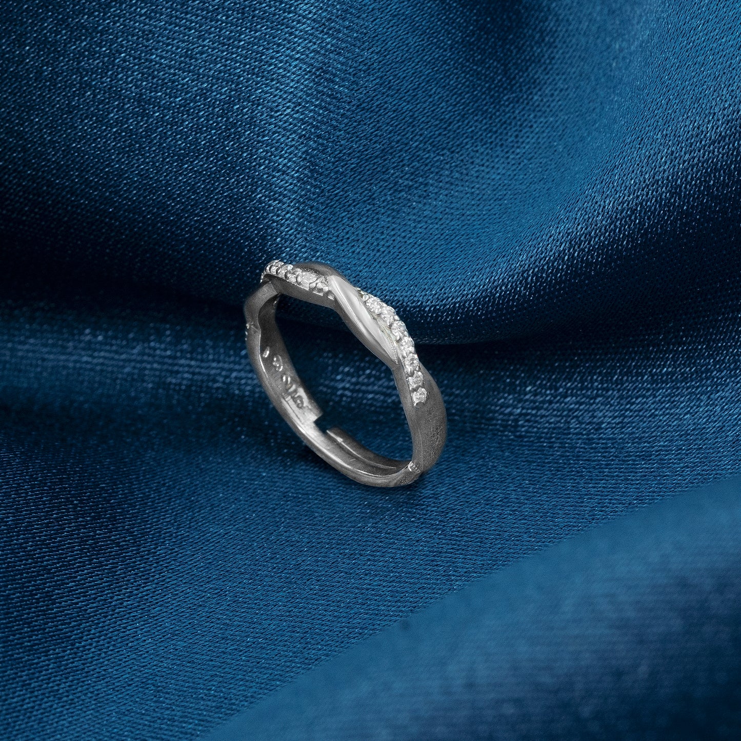 Aurora Twisted Rhodium-Plated Adjustable Ring - 925 Sterling Silver Rings For Women