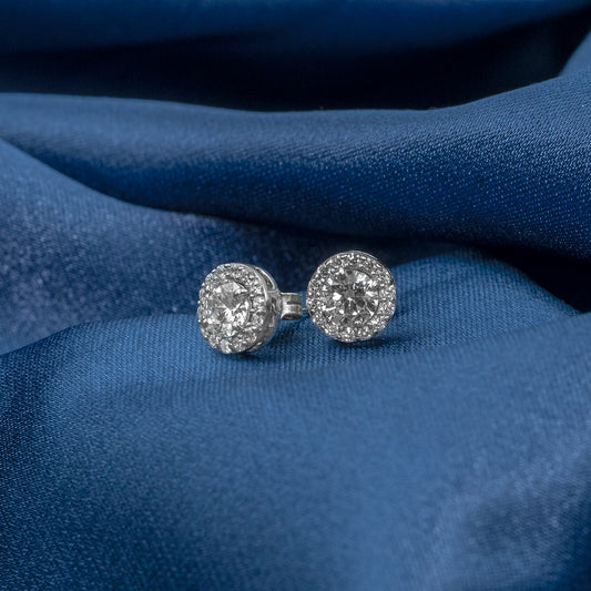 Radiance Halo Studs - 925 Sterling Silver Earrings For Women