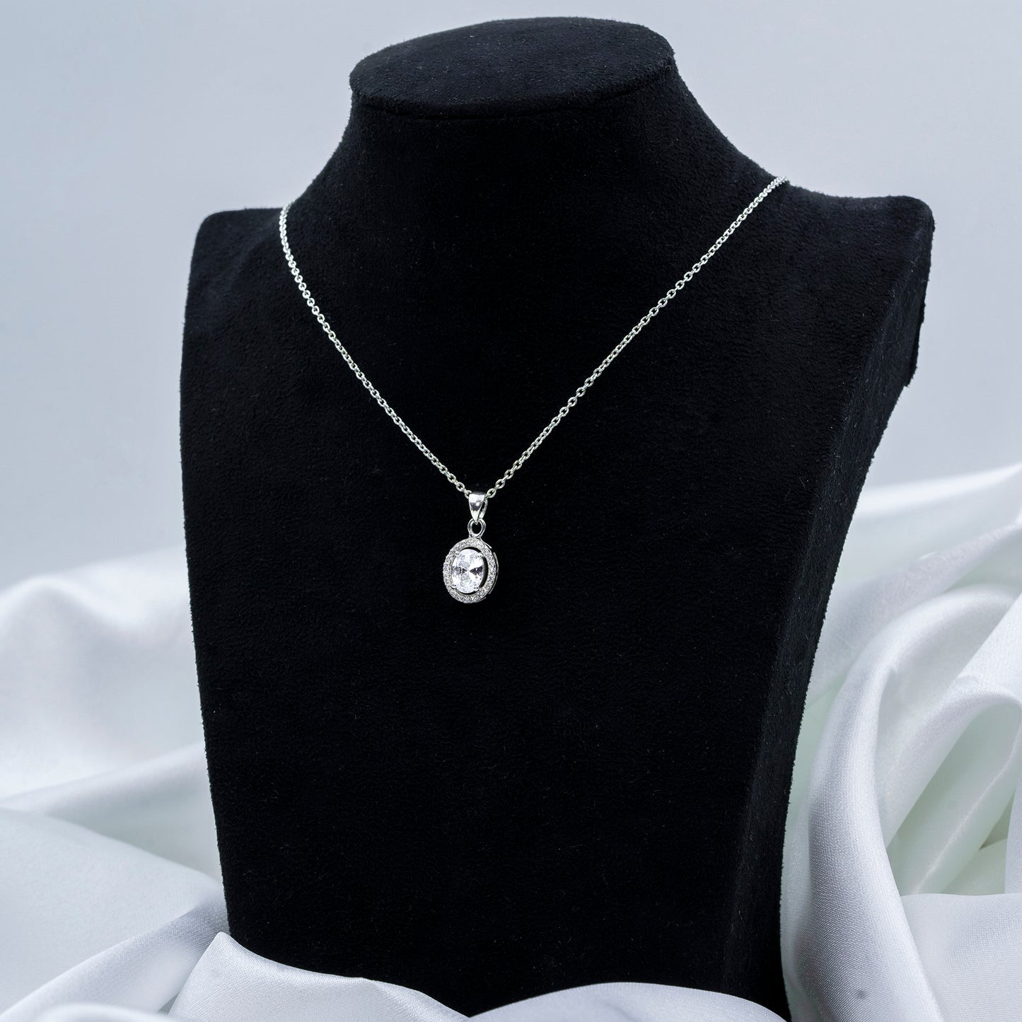 Eternal Shine Halo Pendant Necklace - 925 Sterling Silver Necklace for Women