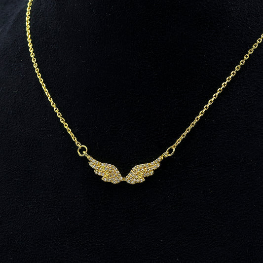 Golden Wing Charm Necklace - 925 Sterling Silver Necklace for Women