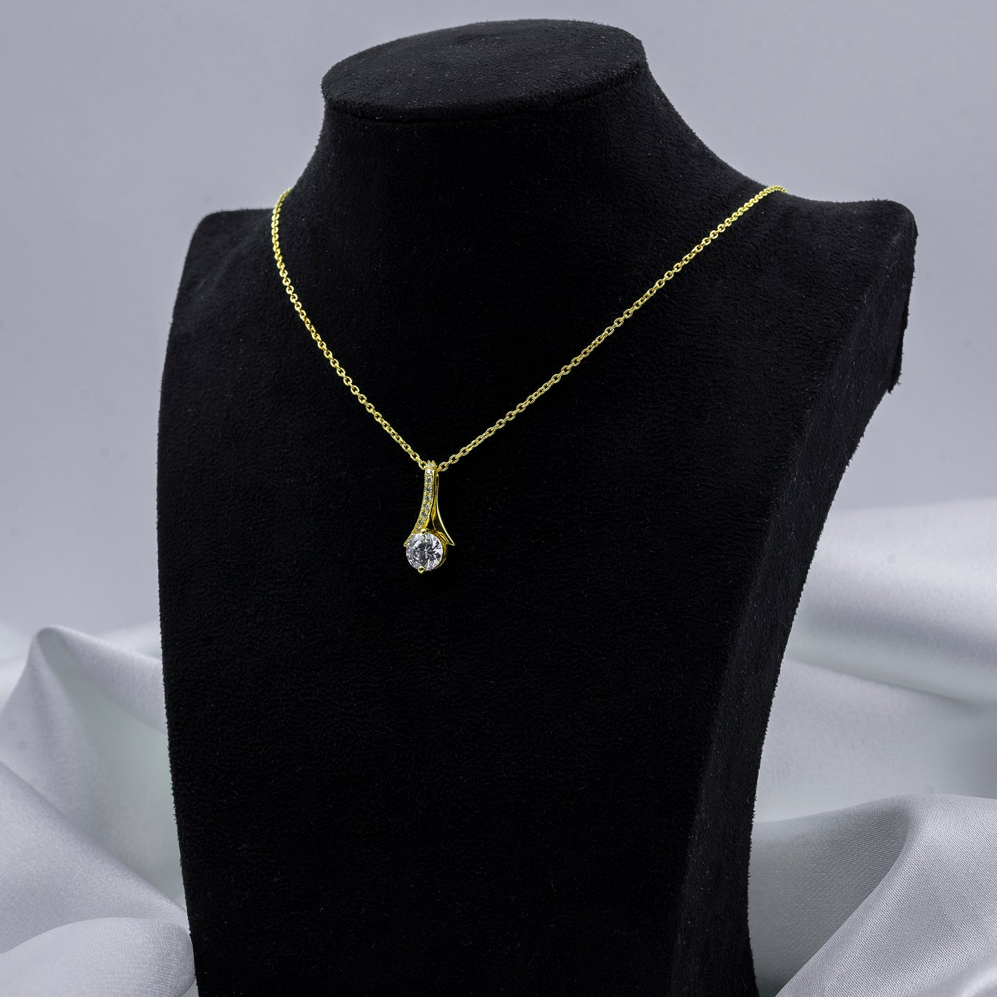 Golden Elegance Drop Pendant Necklace - 925 Sterling Silver Necklace for Women