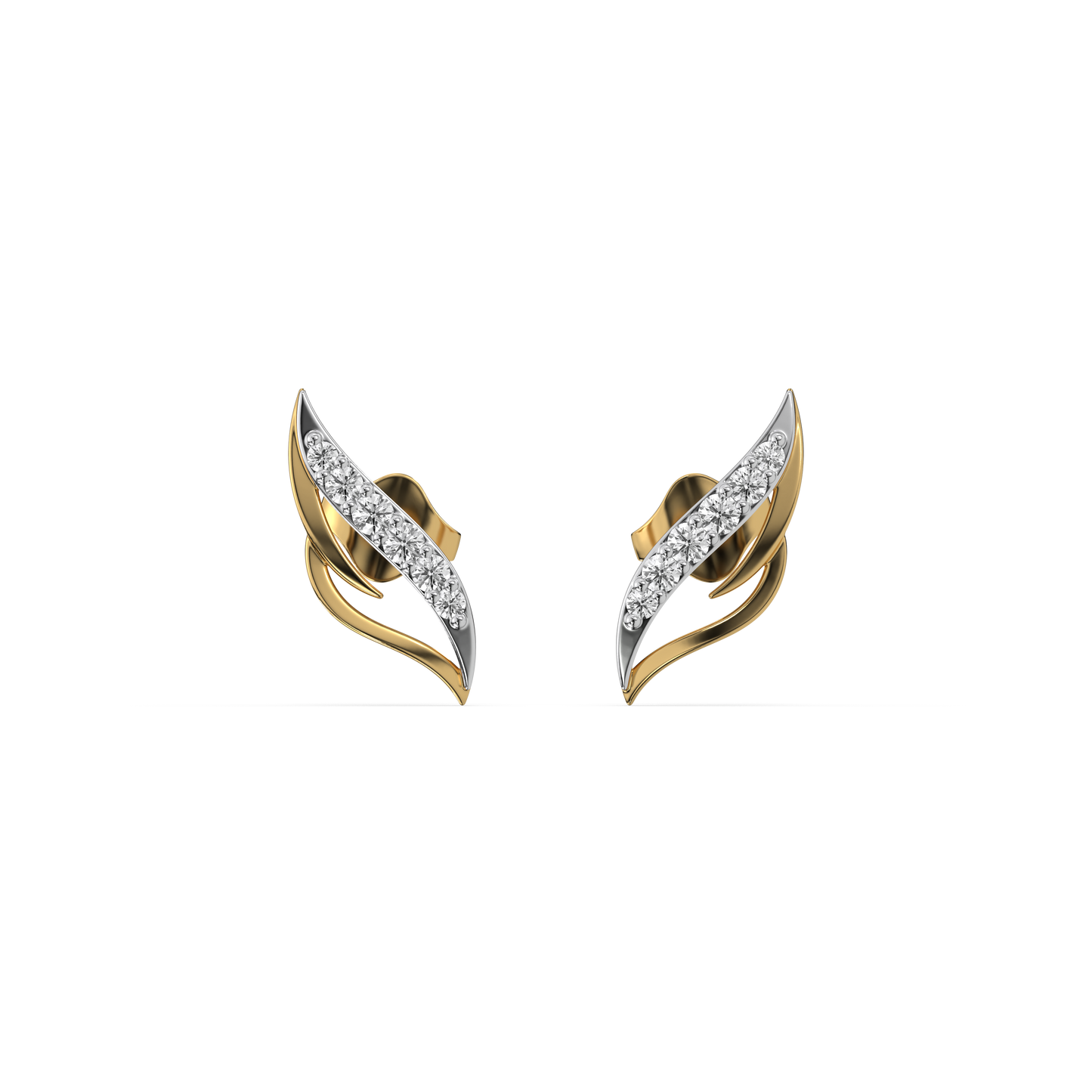 Leaf Diamond Stud Earrings in 9K/14K Gold | 0.10 Ct Lab Grown