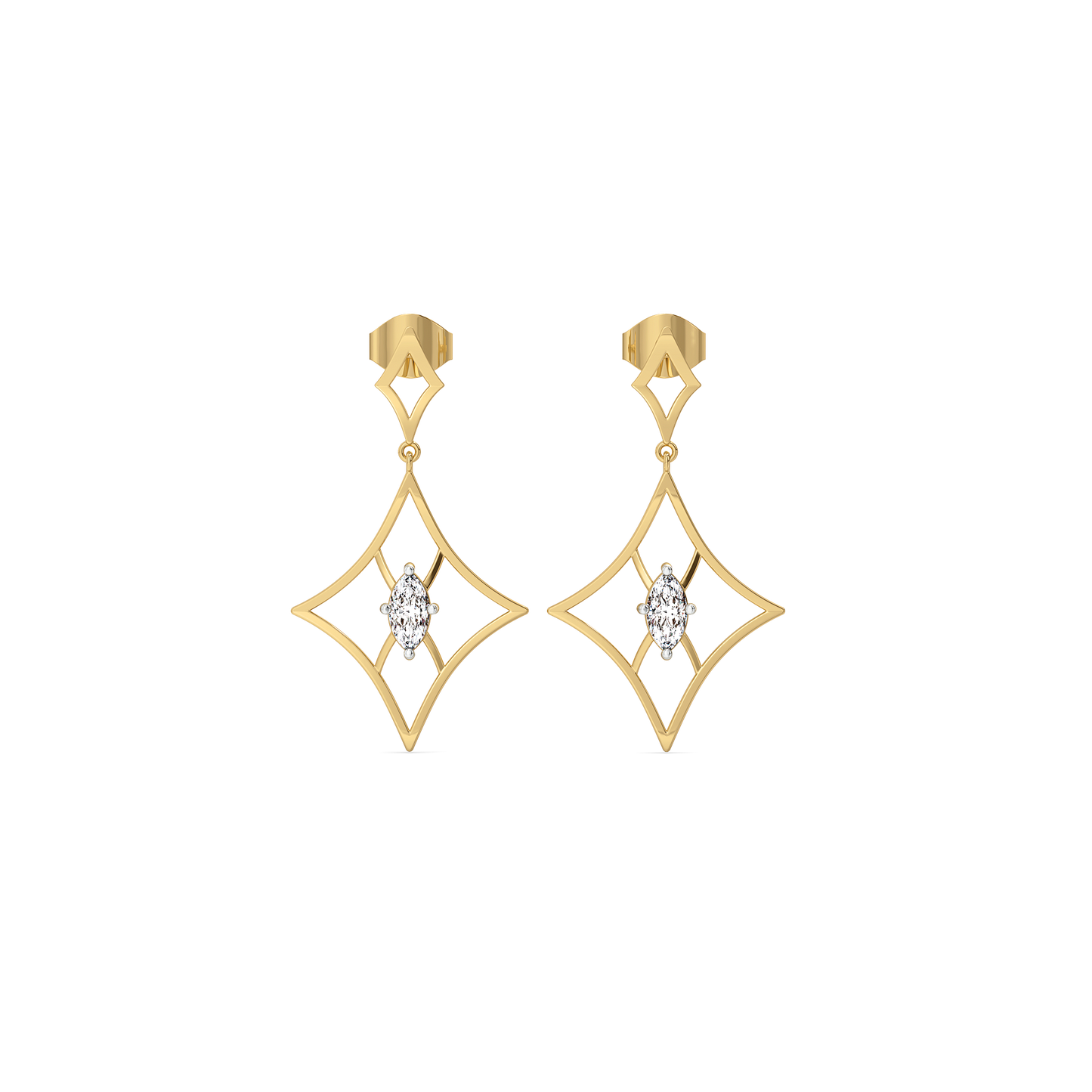 Marquise Diamond Geometric Drop Earrings in 9K/14K Gold | 0.41 Ct Lab Grown