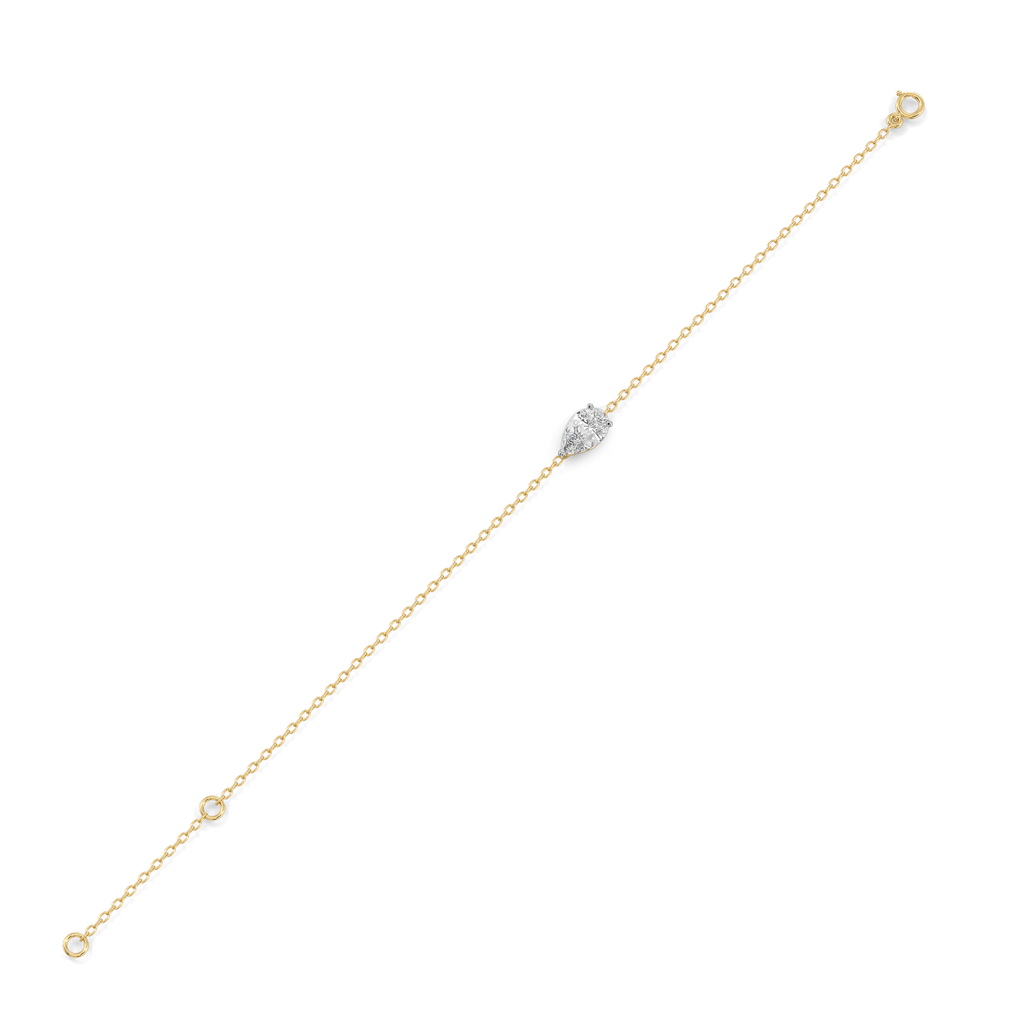 Pear Cut Diamond Solitaire Bracelet in 9K/14K Gold | 1.0 Ct Lab Grown
