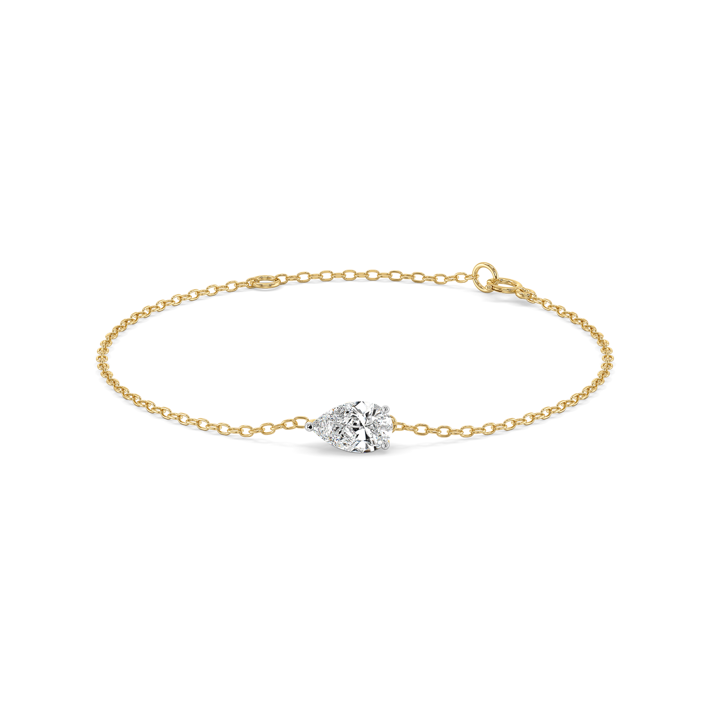Pear Cut Diamond Solitaire Bracelet in 9K/14K Gold | 1.0 Ct Lab Grown