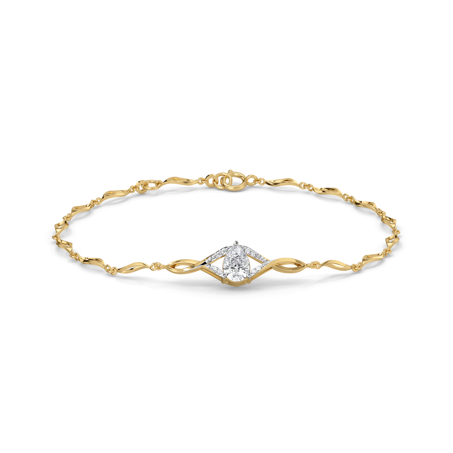 Pear Cut & Diamond Accent Bracelet in 9K/14K Gold | 0.53 Ct Lab Grown