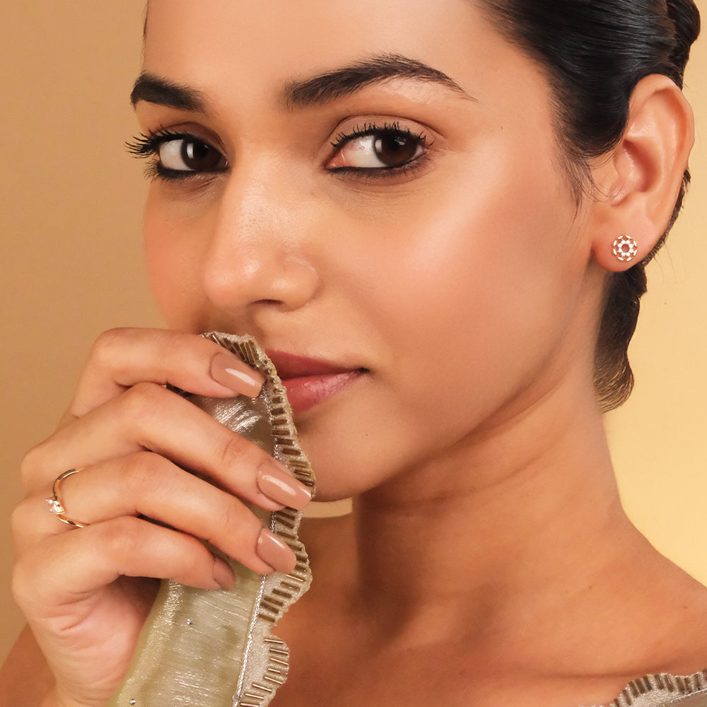 Floral Wreath Diamond Stud Earrings in 9K/14K Gold | 0.183 Ct Lab Grown