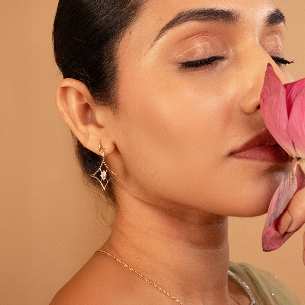 Marquise Diamond Geometric Drop Earrings in 9K/14K Gold | 0.41 Ct Lab Grown