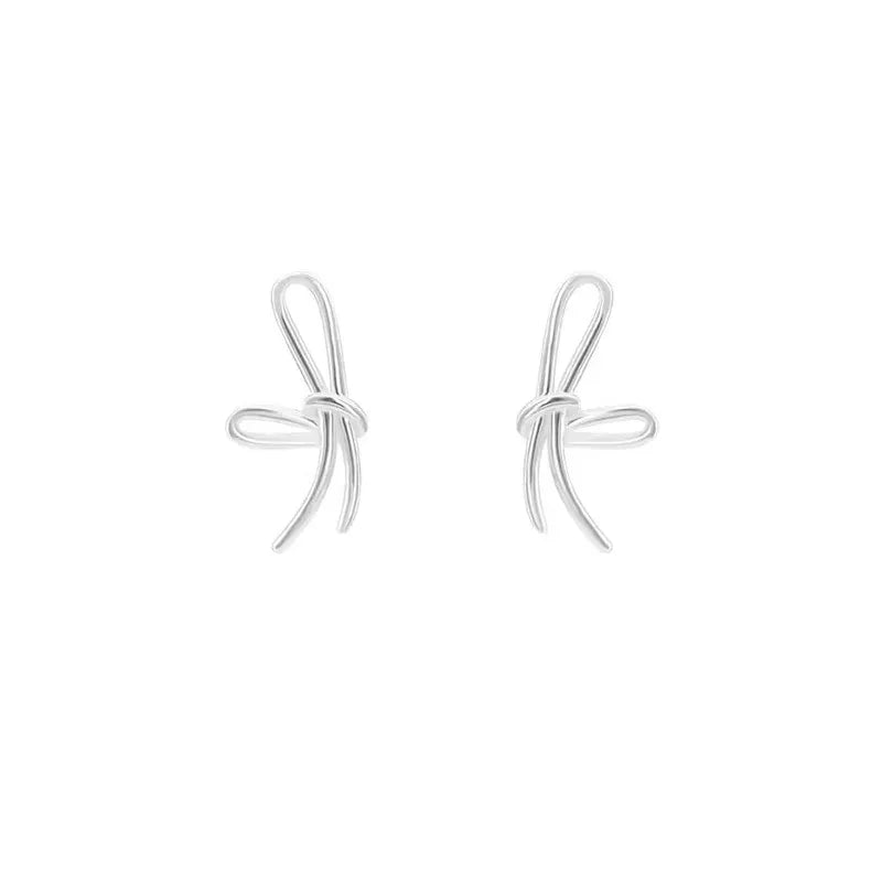 Bow Knot Ear Studs - 925 Sterling Silver Earrings for Women