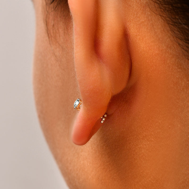 Princess Cut Lab Grown Diamond Sleep Stud Earrings - Gold Earrings for Women