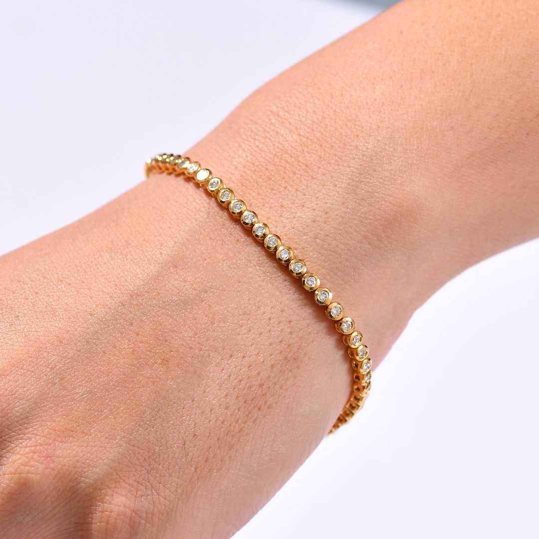 Lab Grown Diamond Tennis Bracelet - Gold Bracelet for Women