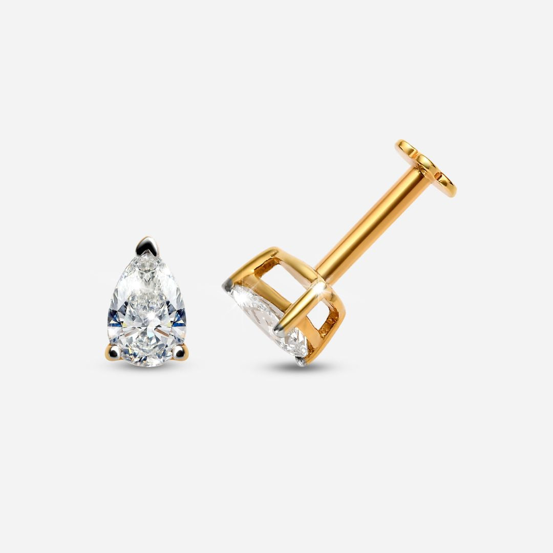 Pear Cut Lab Grown Diamond Sleep Stud Earrings - Gold Earrings for Women