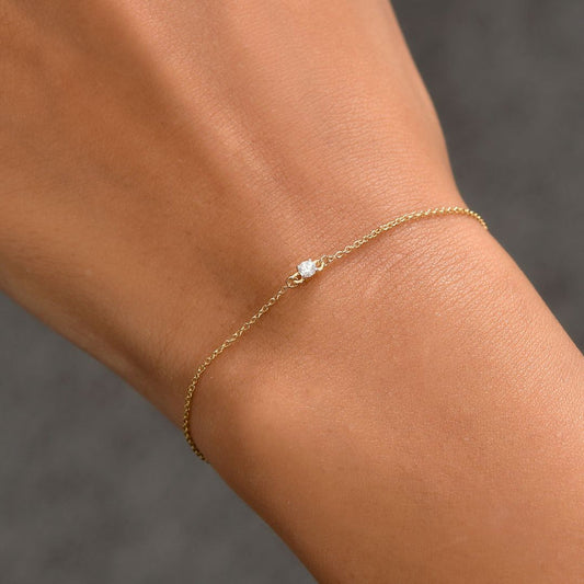 Solitaire Lab Grown Diamond Bracelet - Gold Bracelet for Women