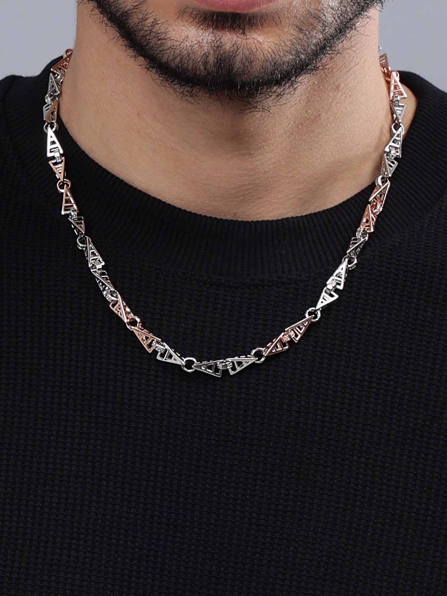 Geometric Two-Tone 925 Sterling Silver Chain