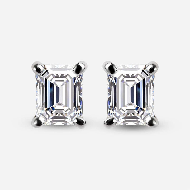 Emerald Cut Lab Grown Diamond Sleep Stud Earrings - Gold Earrings for Women
