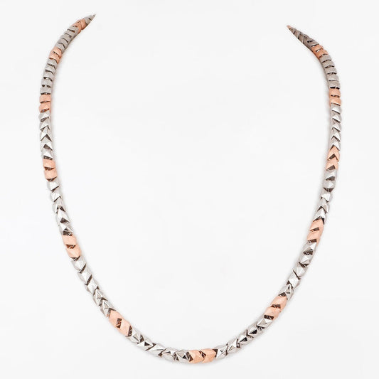 Two-Tone Pyramid Link 925 Sterling Silver Chain